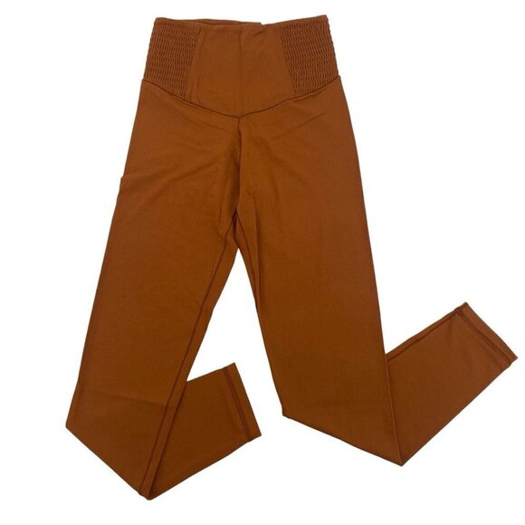 Aerie Offline Leggings Size M Real Me 7/8 Hi Rise Smocked Waist Rust - Picture 1 of 12
